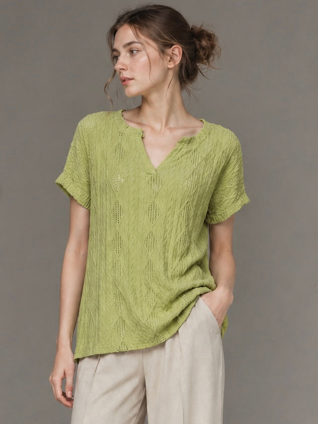 A253-  Polera Manga Corta Escote V