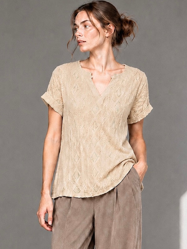 A253-  Polera Manga Corta Escote V