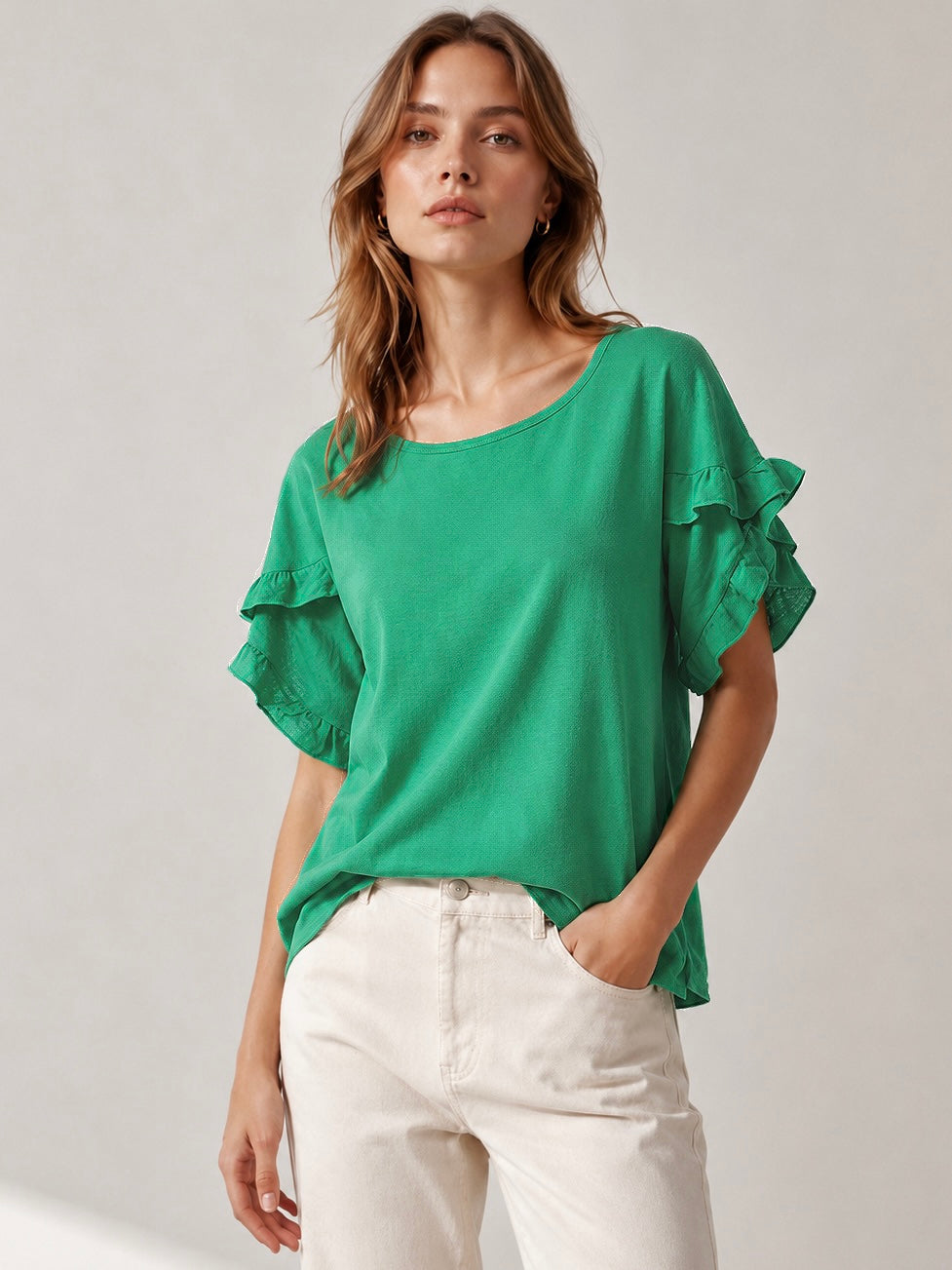 A207 - Polera Cuello Redondo con Vuelo