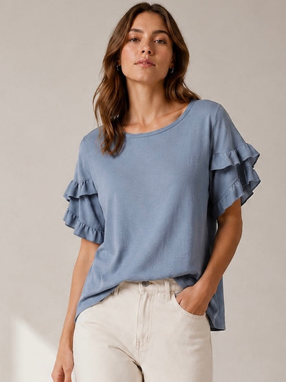 A207 - Polera Cuello Redondo con Vuelo
