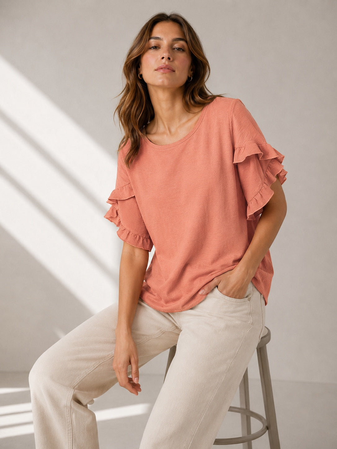 A207 - Polera Cuello Redondo con Vuelo