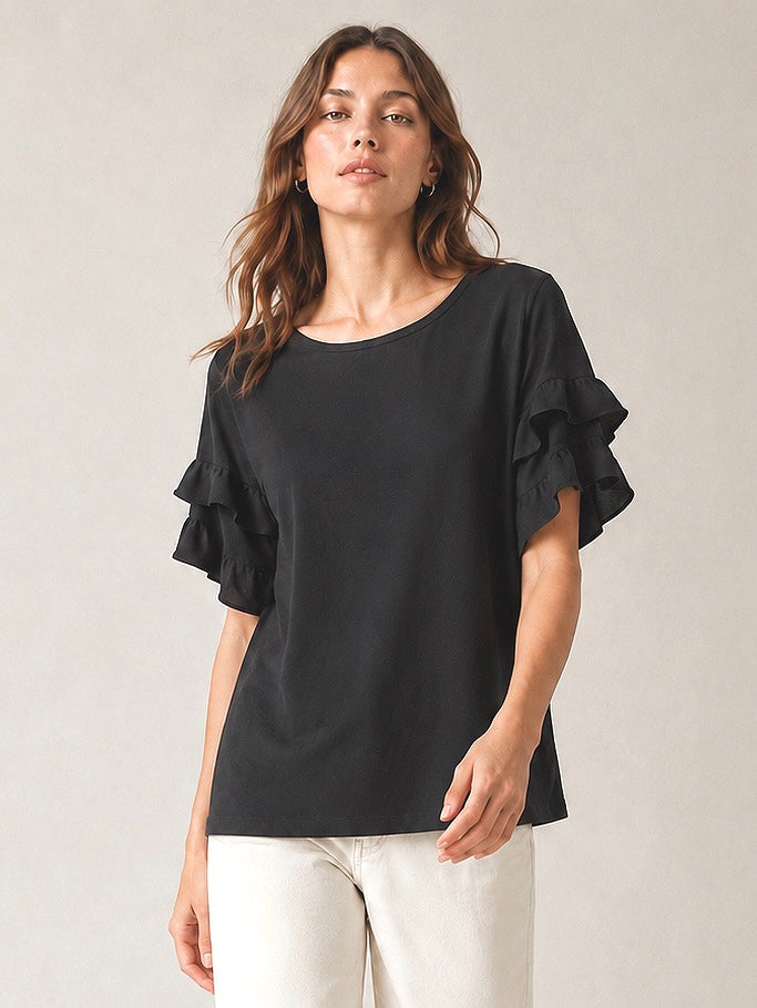 A207 - Polera Cuello Redondo con Vuelo