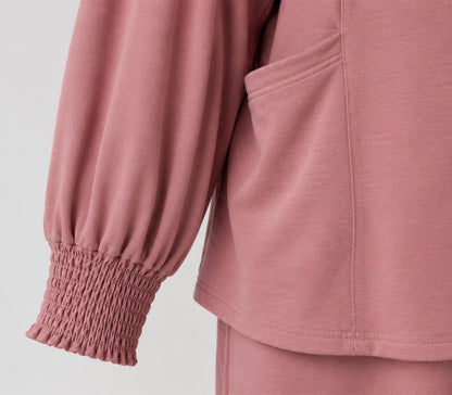 A283 - Polera Manga Larga Puño Elasticado Cuello Redondo y Bolsillos