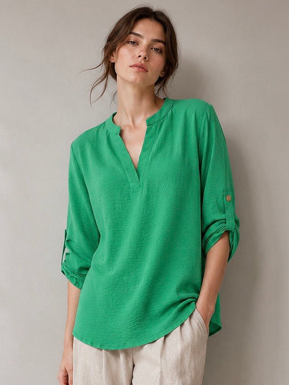 A327- Polera Manga Larga Ajustable 3/4 con Cuello Mao