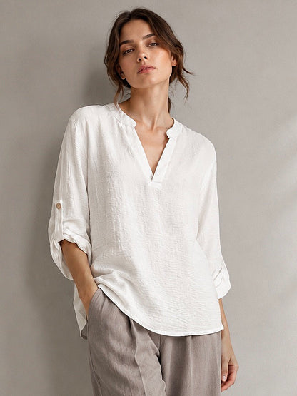 A327- Polera Manga Larga Ajustable 3/4 con Cuello Mao