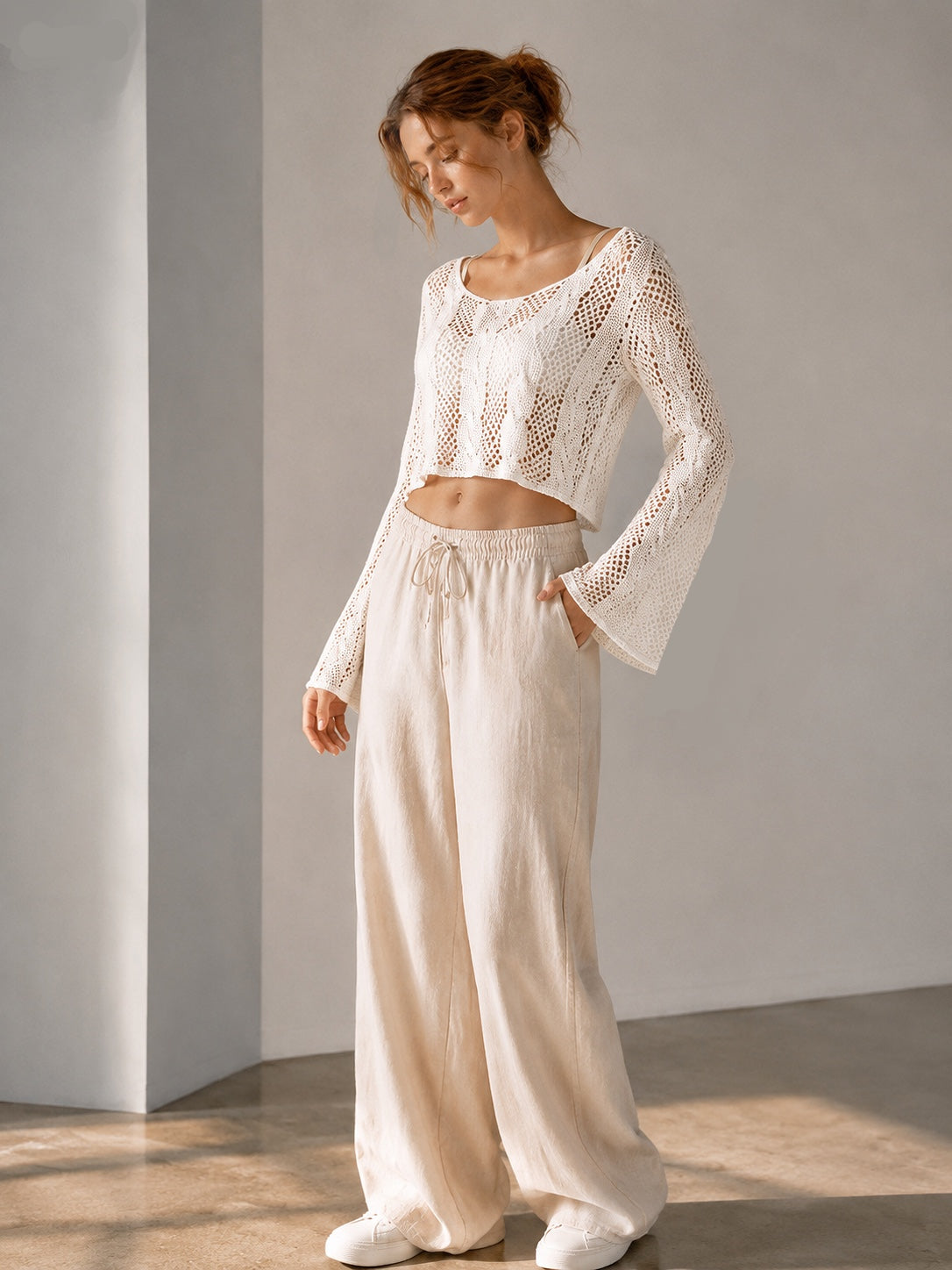 A362-  Chaleco de hilo crop top