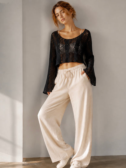 A362-  Chaleco de hilo crop top