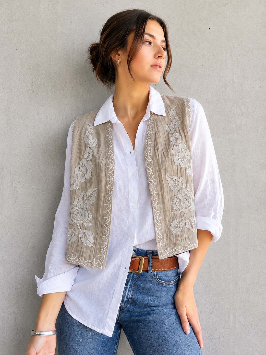 A266 - Gilet de Lino con Bordado
