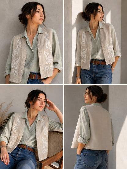 A266 - Gilet de Lino con Bordado