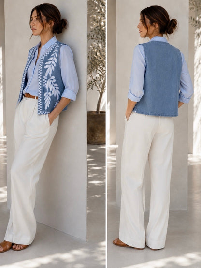 A270 - Gilet de Mezclilla con Bordado