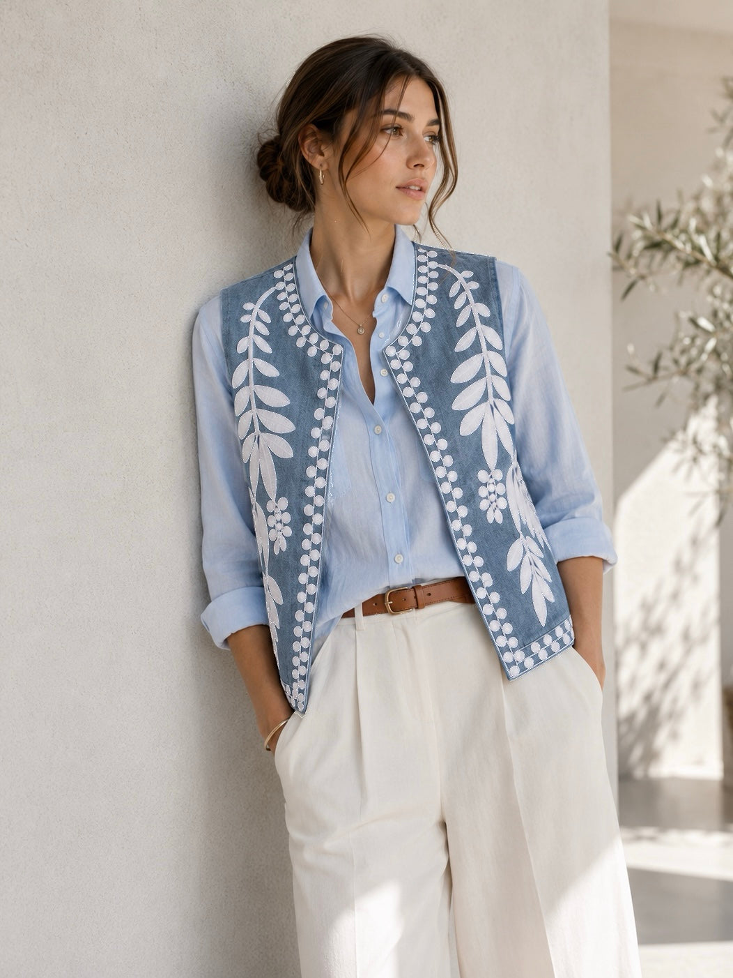 A270 - Gilet de Mezclilla con Bordado