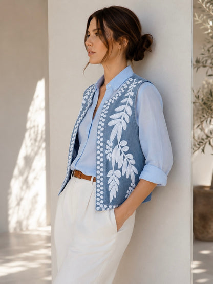 A270 - Gilet de Mezclilla con Bordado