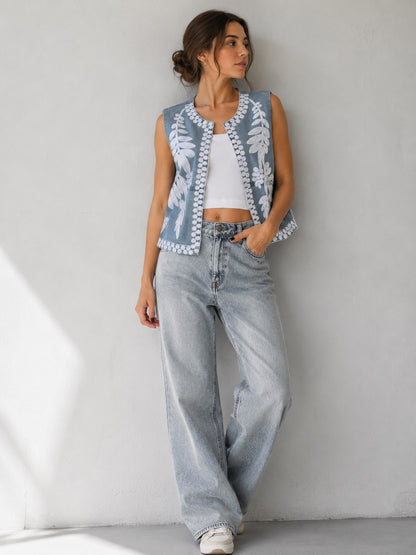 A270 - Gilet de Mezclilla con Bordado