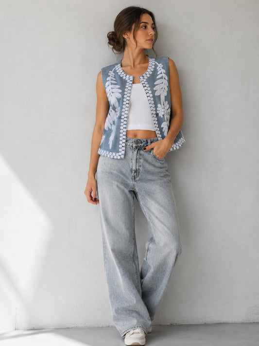 A270 - Gilet de Mezclilla con Bordado