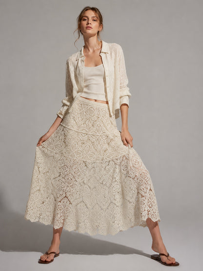 A442- Falda Larga Estilo Macramé