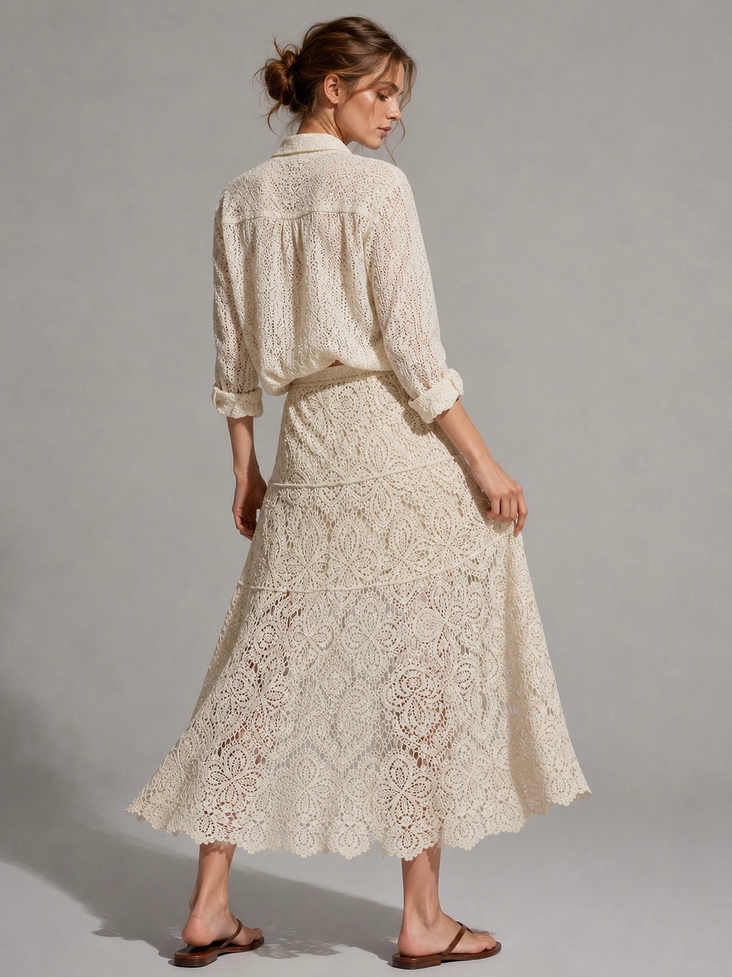 A442- Falda Larga Estilo Macramé