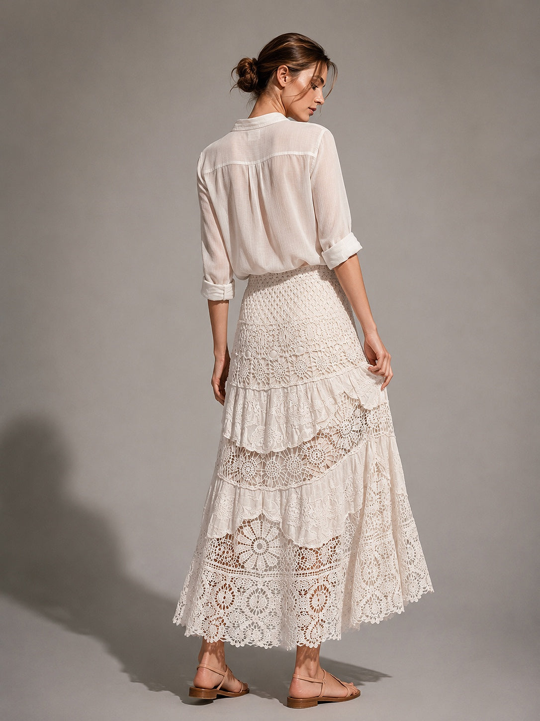 A441- Falda Larga Estilo Macramé