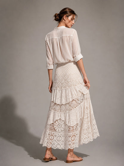A441- Falda Larga Estilo Macramé