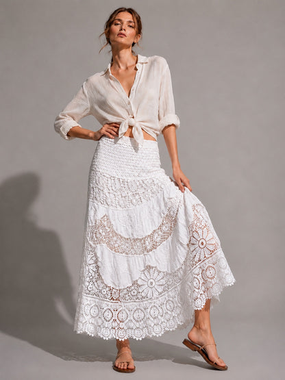 A441- Falda Larga Estilo Macramé