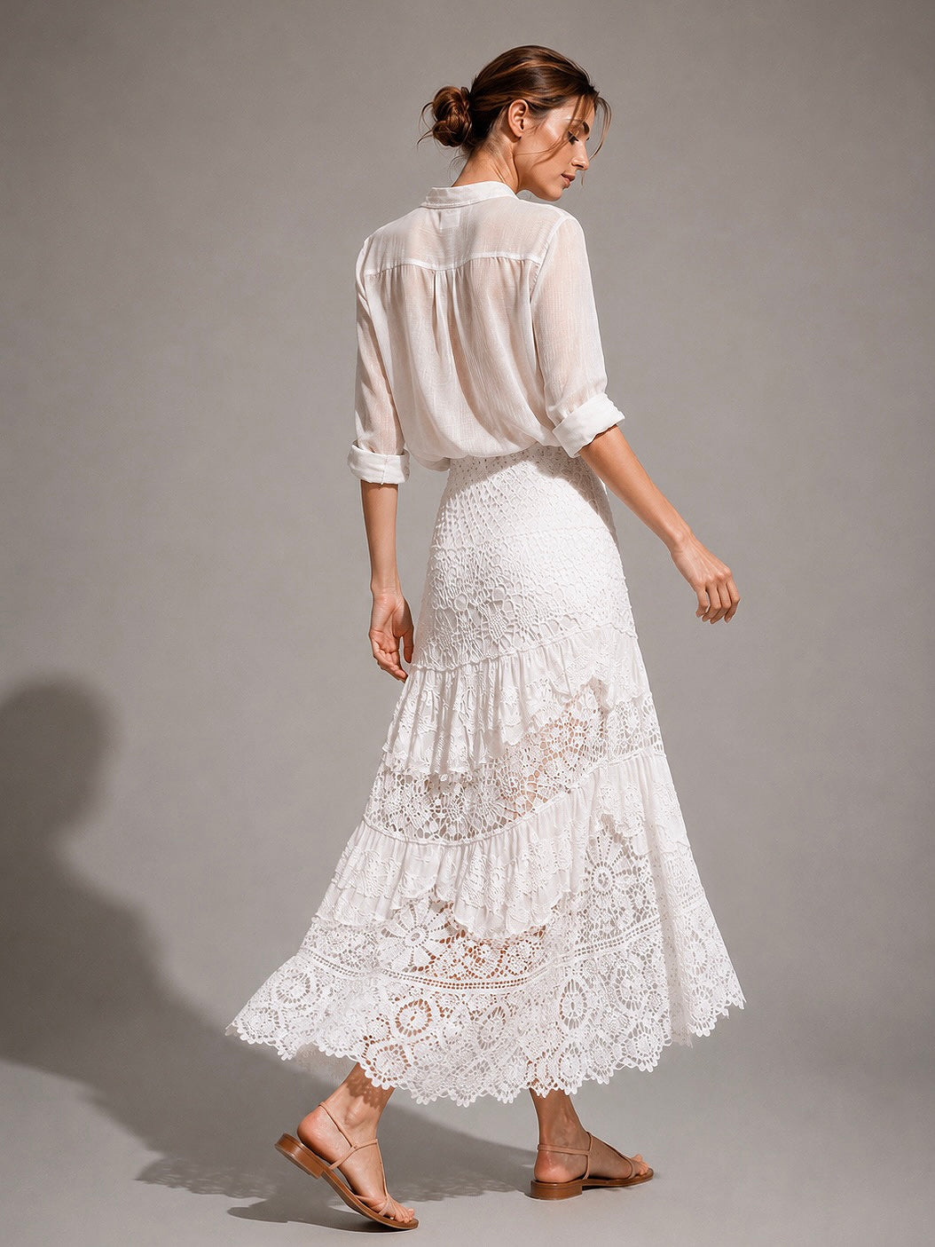 A441- Falda Larga Estilo Macramé