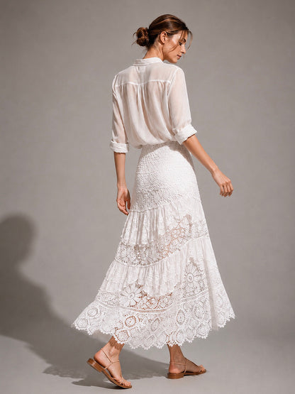 A441- Falda Larga Estilo Macramé