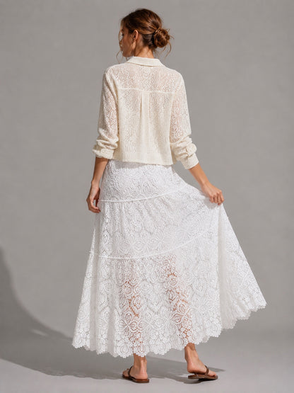 A442- Falda Larga Estilo Macramé
