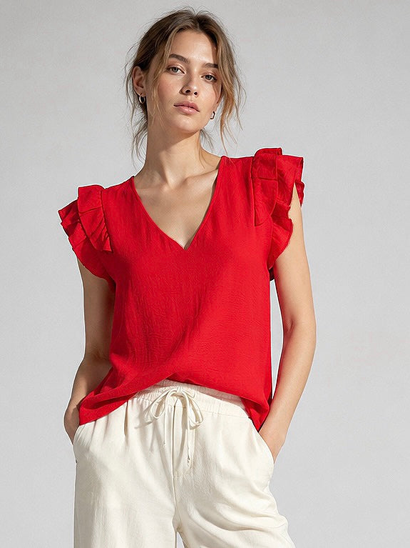 A206 - Polera Cuello V con Vuero