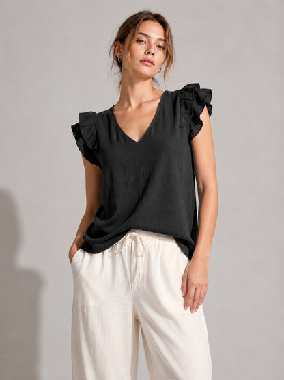 A206 - Polera Cuello V con Vuero