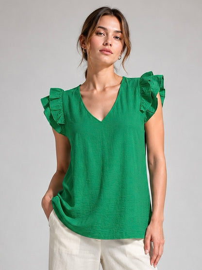 A206 - Polera Cuello V con Vuero