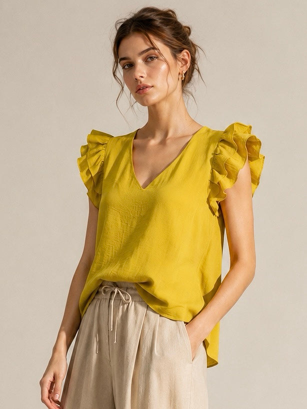 A206 - Polera Cuello V con Vuero