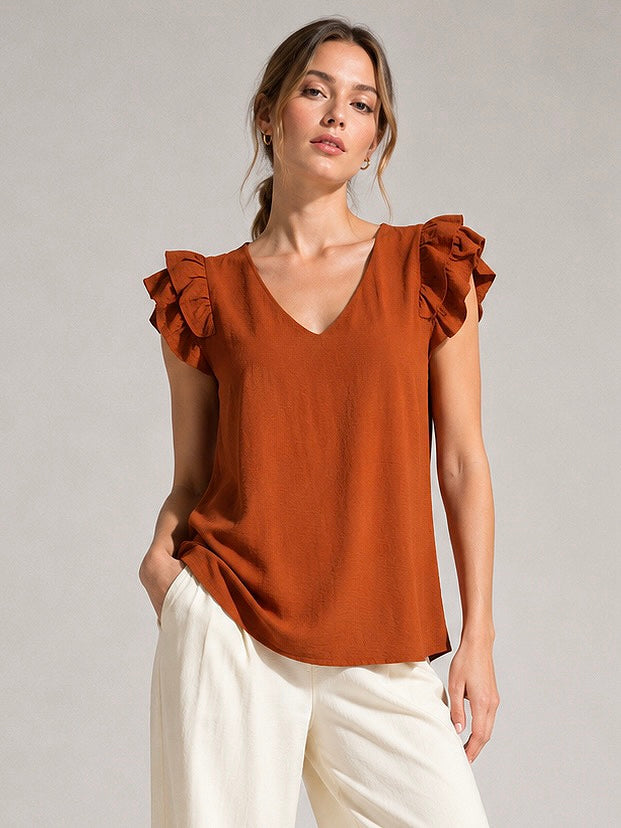 A206 - Polera Cuello V con Vuero