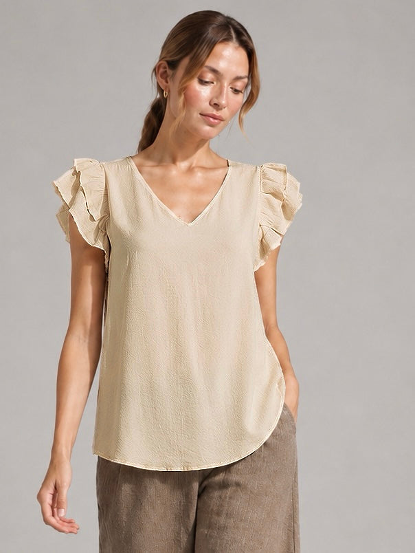A206 - Polera Cuello V con Vuero