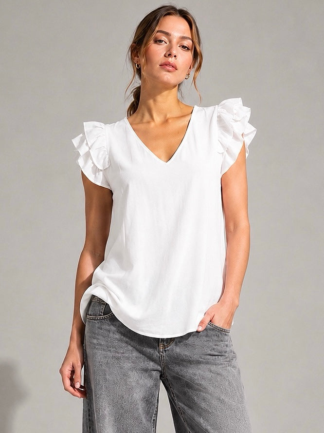 A206 - Polera Cuello V con Vuero
