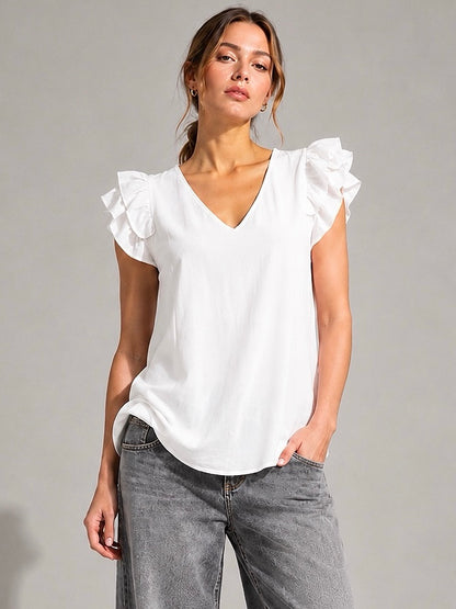 A206 - Polera Cuello V con Vuero