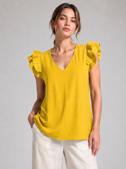 A206 - Polera Cuello V con Vuero