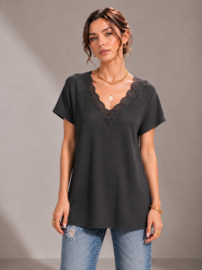 A274 - Polera de cuello en V con encaje
