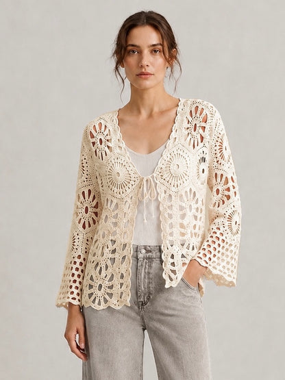 A115- Tapado Corto de Macramé Floral