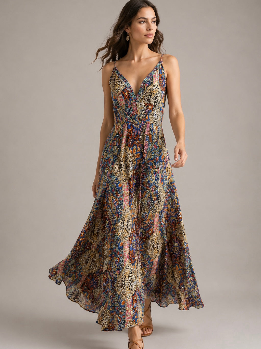 A231 - Vestido Diseño Indu Escote V