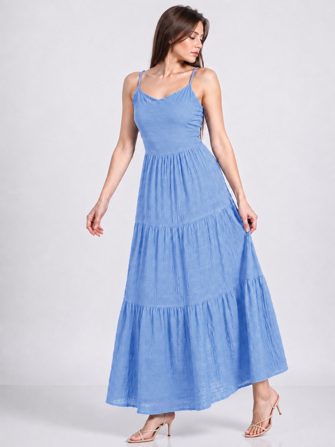 A238 - Vestido Texturizado Sin Espalda
