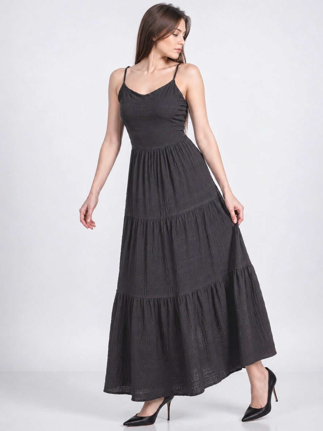 A238 - Vestido Texturizado Sin Espalda