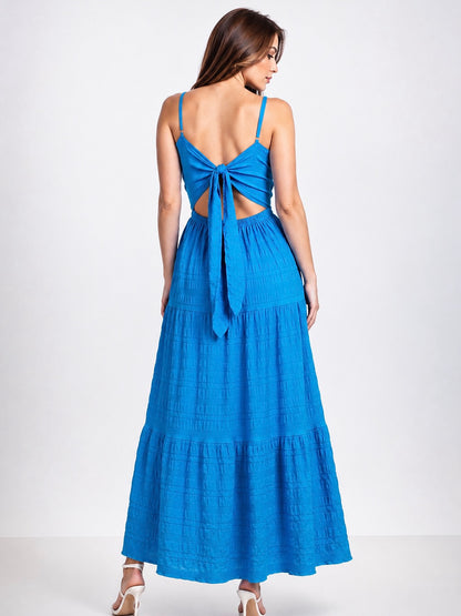 A238 - Vestido Texturizado Sin Espalda