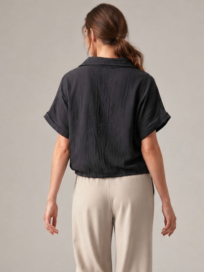 A196 - Blusa Crop Lino
