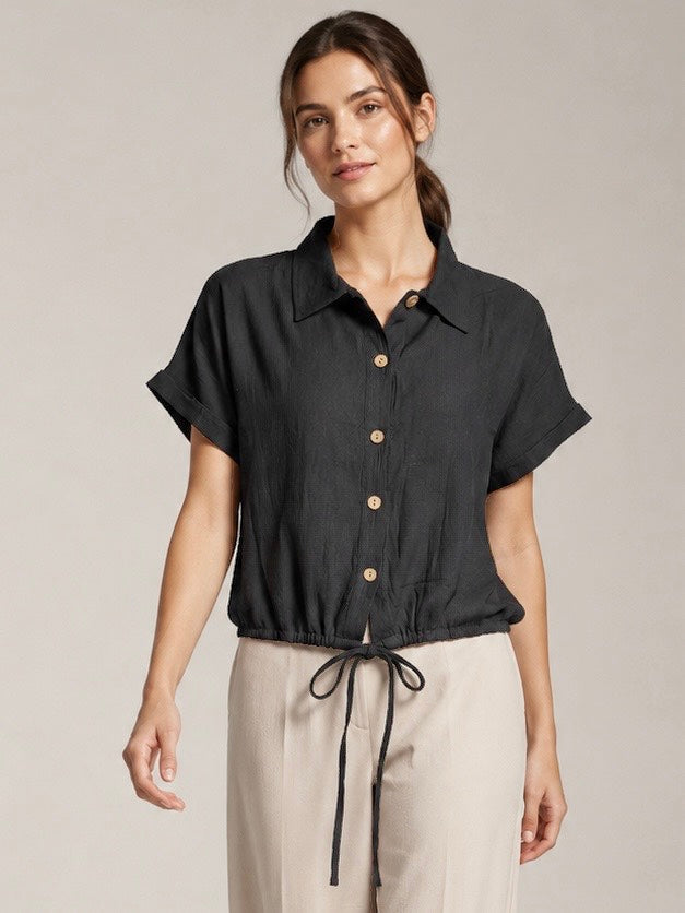 A196 - Blusa Crop Lino
