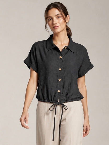 A196 - Blusa Crop Lino