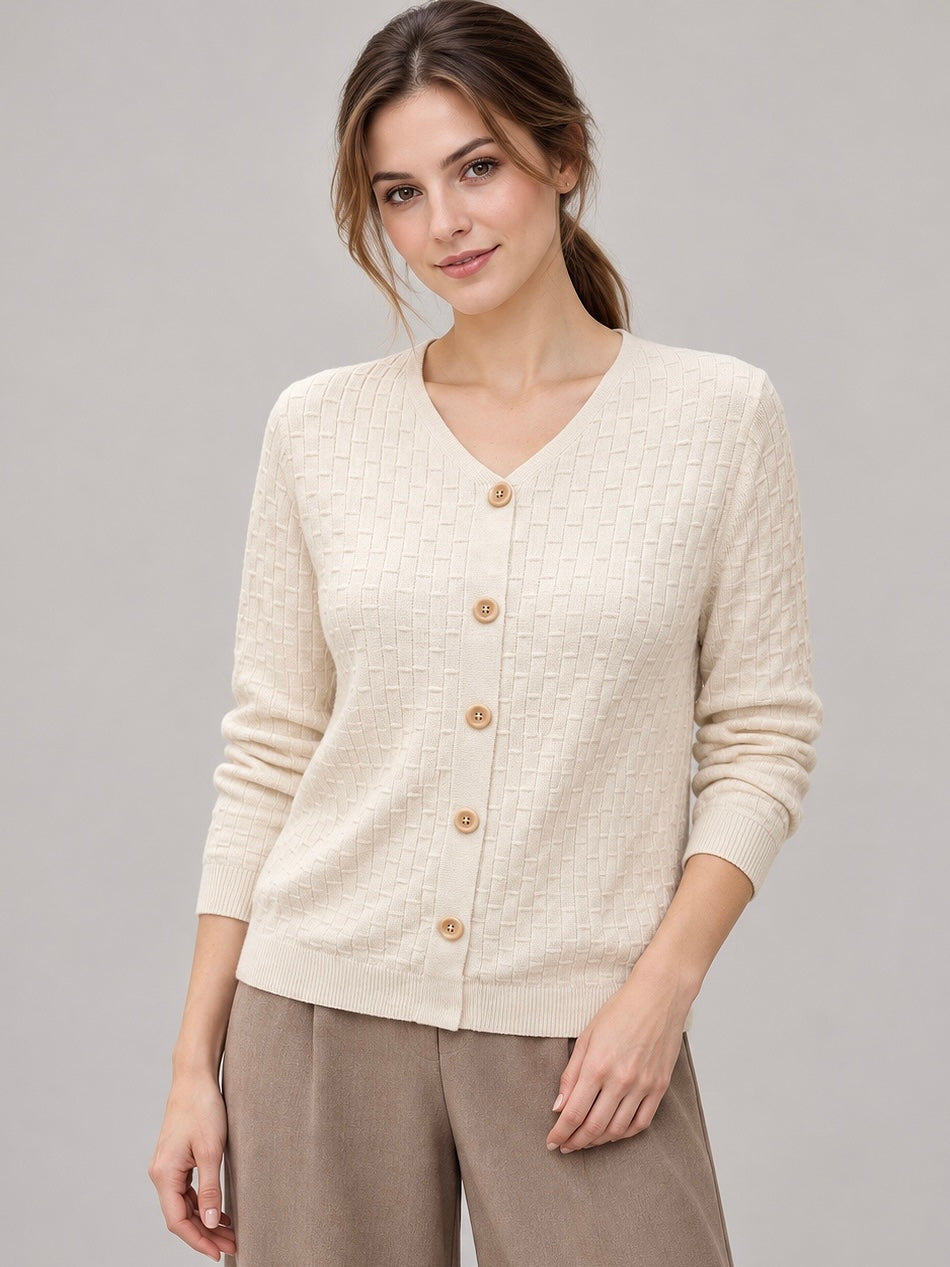 A284 - Spandex Cuello V, Botones Texturizado