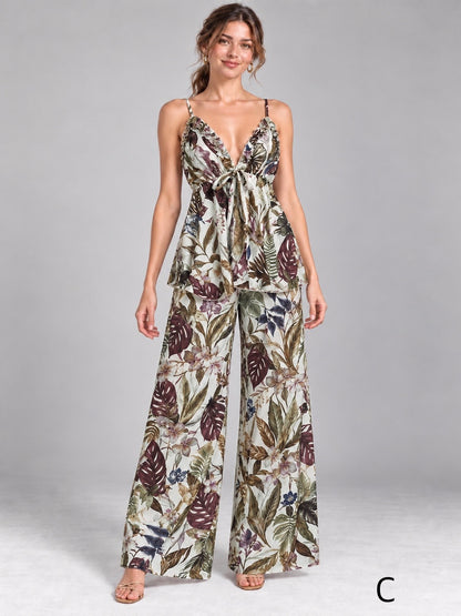 A449- Conjunto Tropical de Blusa y Pantalón