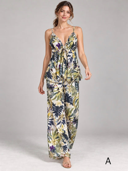 A449- Conjunto Tropical de Blusa y Pantalón