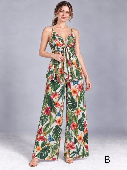 A449- Conjunto Tropical de Blusa y Pantalón