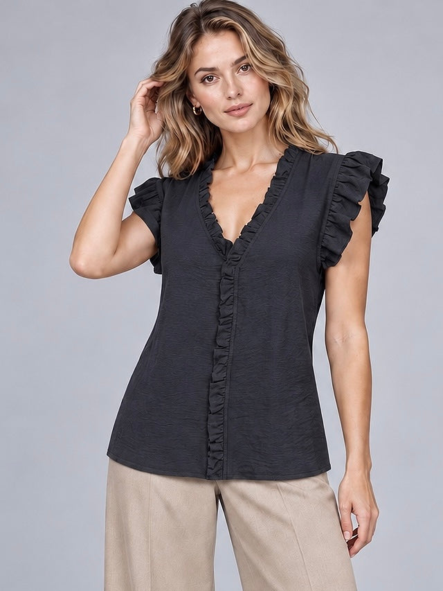 A448- Blusa Polera con Vuelos