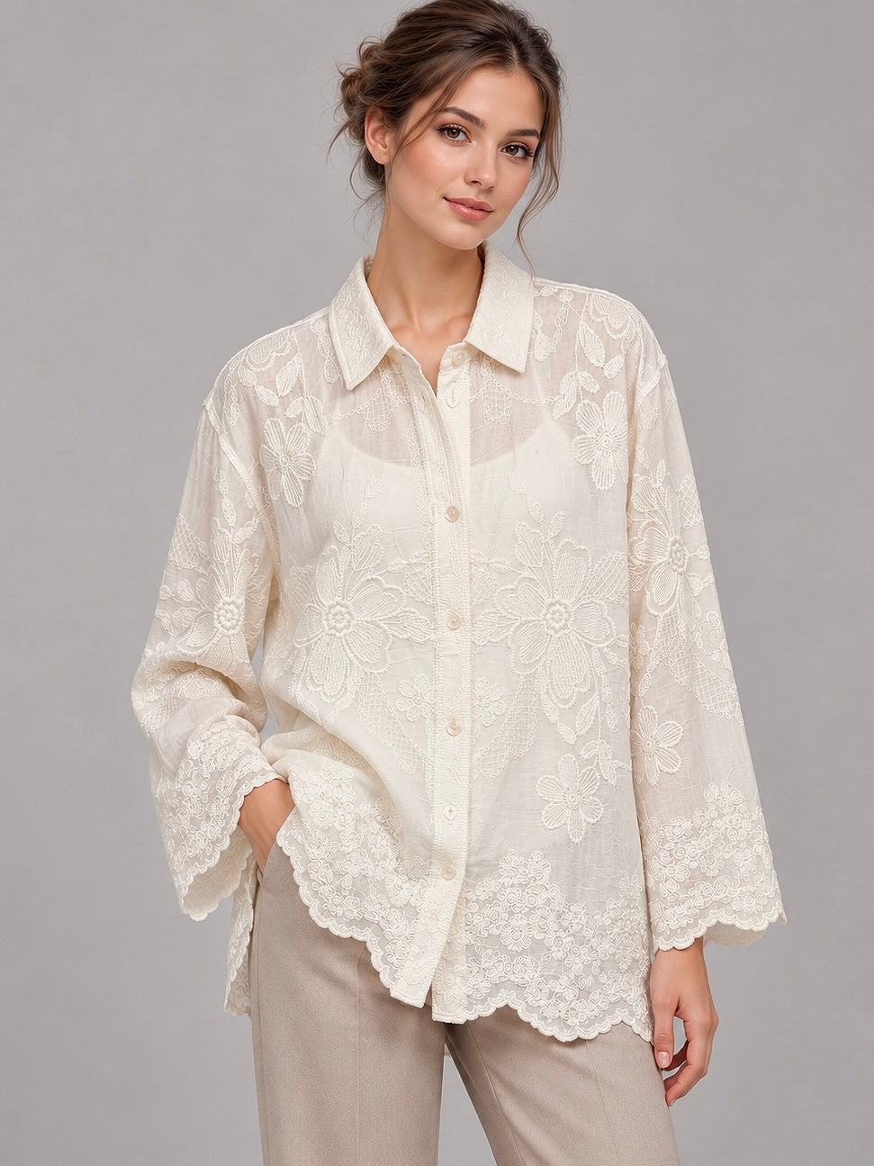 A479- Blusa con Bordado Floral